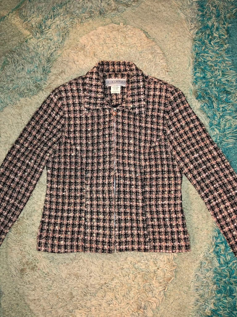 Vintage Jessica Howard pink and black tweed blazer
